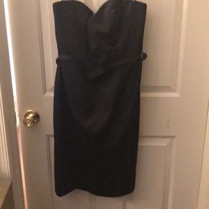 NWT Black satin strapless dress